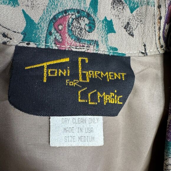 Vintage Women's 80s 90s Blazer Foral 1 Button Toni Garment CC Magic Size Medium - Picture 2 of 9